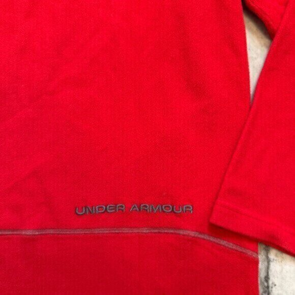 Under Armour men's small red/gray fleece 1/4 zip pullover - Picture 2 of 5